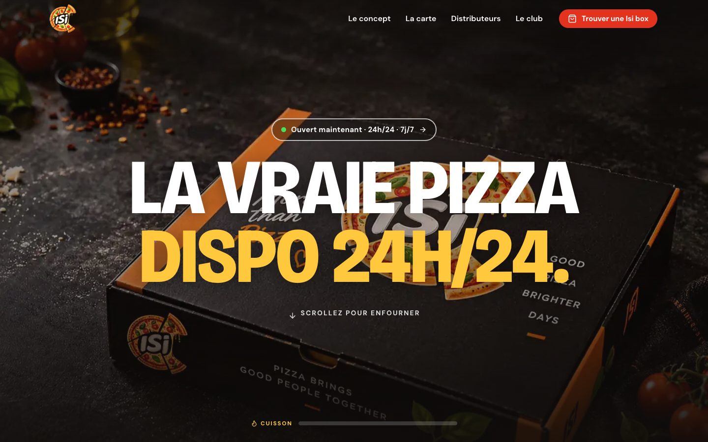 Capture du site ISI Pizza